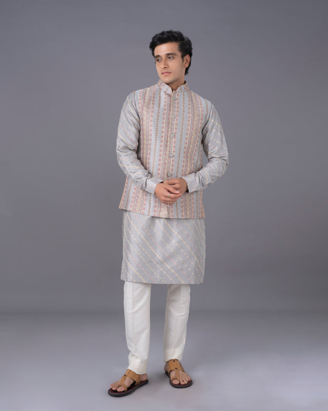 Subtle Grey Kurta Alighari Set