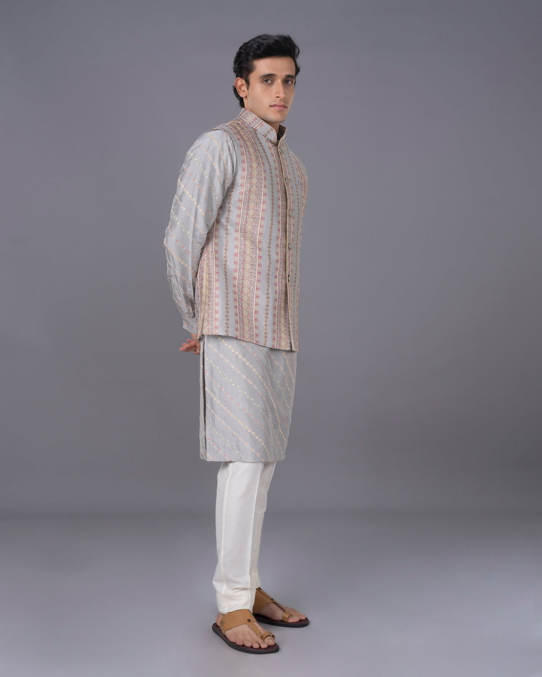 Subtle Grey Kurta Alighari Set