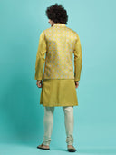 Vibrant Mustard Printed Kurta Bandi Jacket Set - KORANM