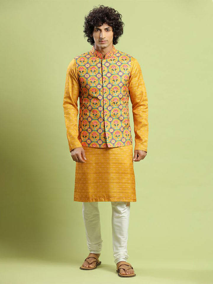 Tuscan Yellow Patola Kurta Bandi Set