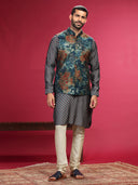 Navy Kurta with Bundi and Chudidar