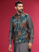 Navy Kurta with Bundi and Chudidar. - KORANM