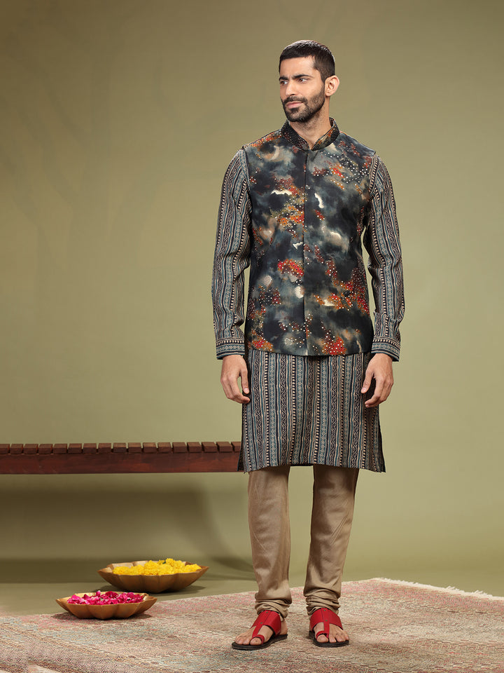 Kurta set with digital block pint on Bundi and Chudidar. - KORANM