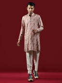Pastel Hues Printed Blended Silk Short Kurta Set - KORANM