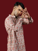 Pastel Hues Printed Blended Silk Short Kurta Set - KORANM