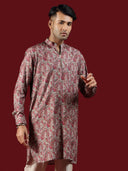 Cherry Pink Ethnic Printed Blended Silk Short Kurta Set - KORANM