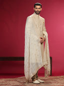 Sherwani Set with Zari Work and Churidar Dupatta.