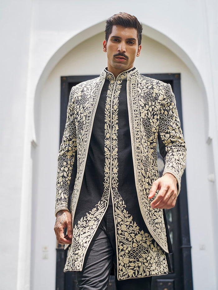 Timeless Black Indowestern in Anarkali Silk – Where Heritage Meets High Fashion