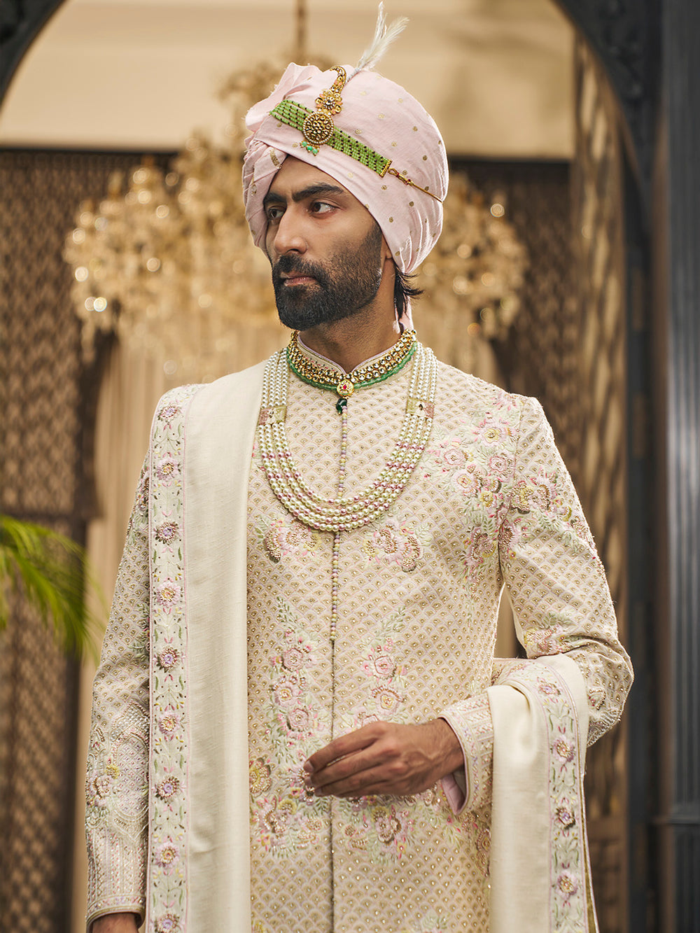 Classic Cream Sherwani in Khadi Silk – Understated Elegance for the Modern Groom