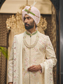 Classic Cream Sherwani in Khadi Silk – Understated Elegance for the Modern Groom