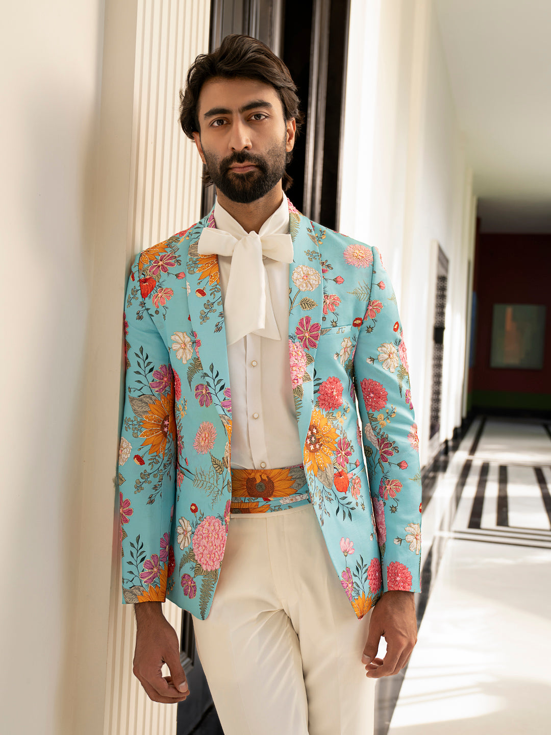Elegant Aqua Indowestern Suit Set