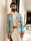 Elegant Aqua Indowestern Suit Set