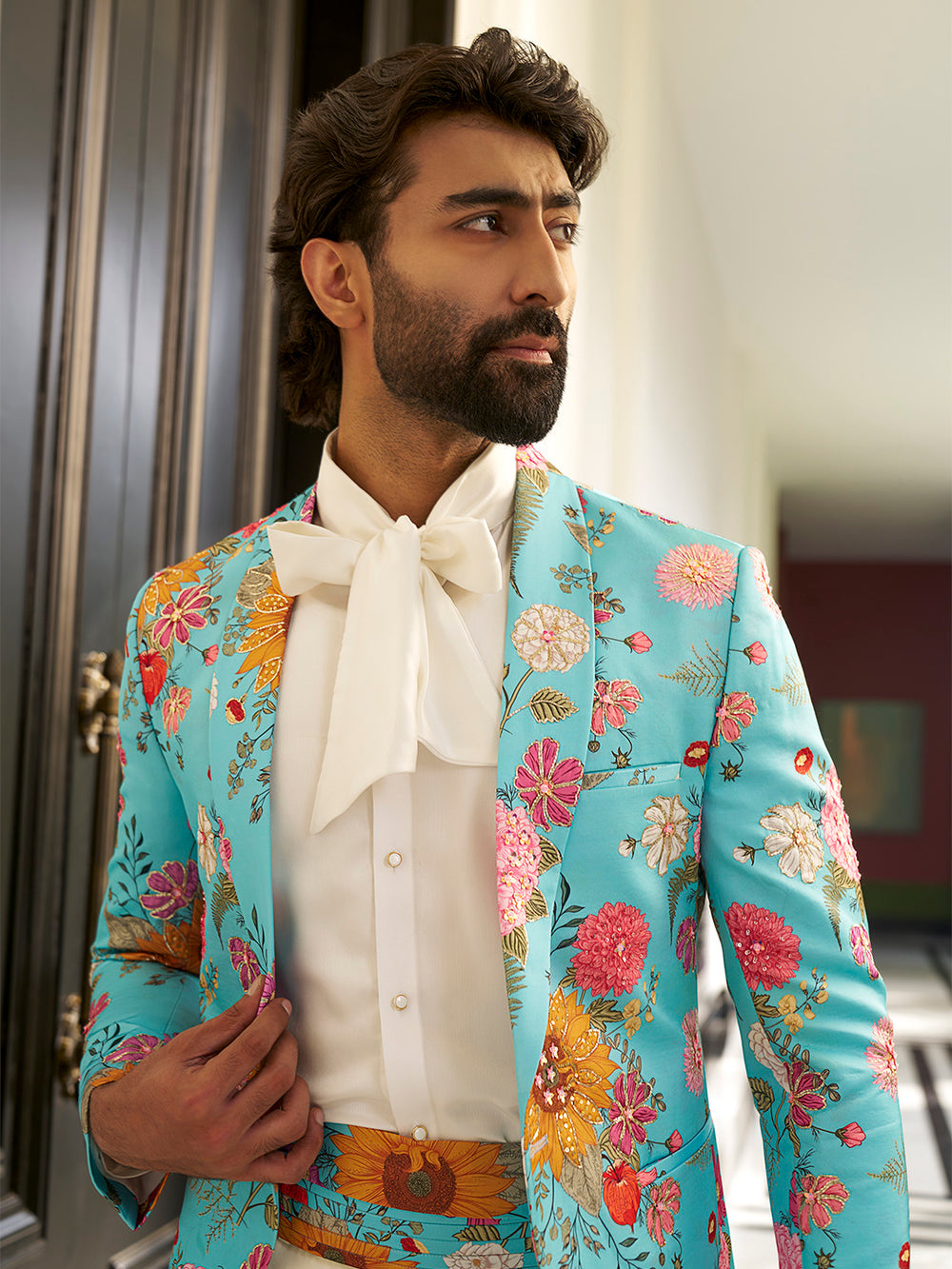 Elegant Aqua Indowestern Suit Set