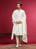 Sherwani Set with Hand Work and Churidar Dupatta.