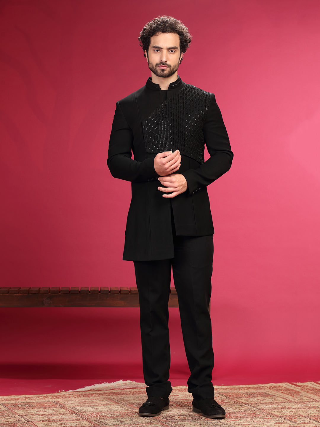 Jodhpuri set with Pintex Hand Highlight and Trouser