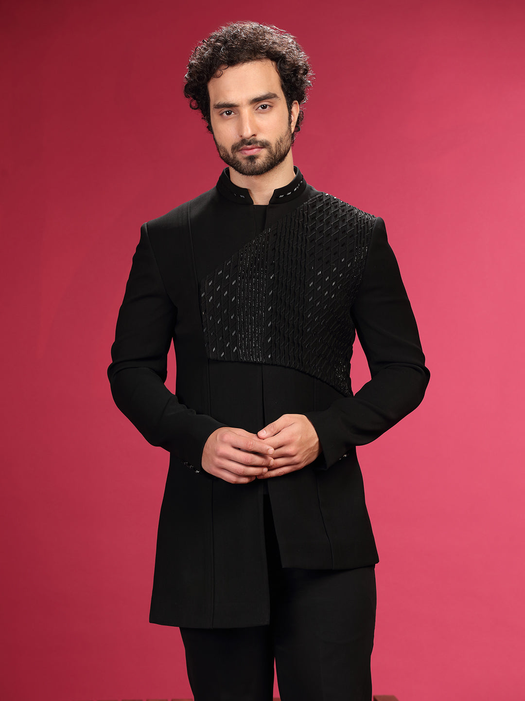 Jodhpuri set with Pintex Hand Highlight and Trouser