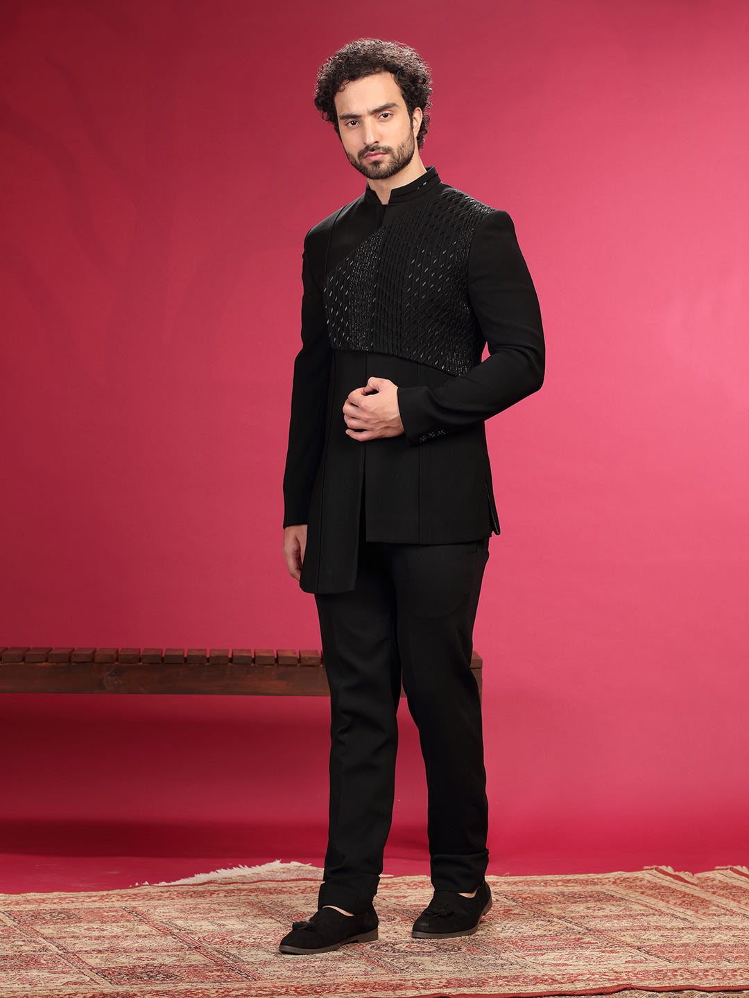 Jodhpuri set with Pintex Hand Highlight and Trouser