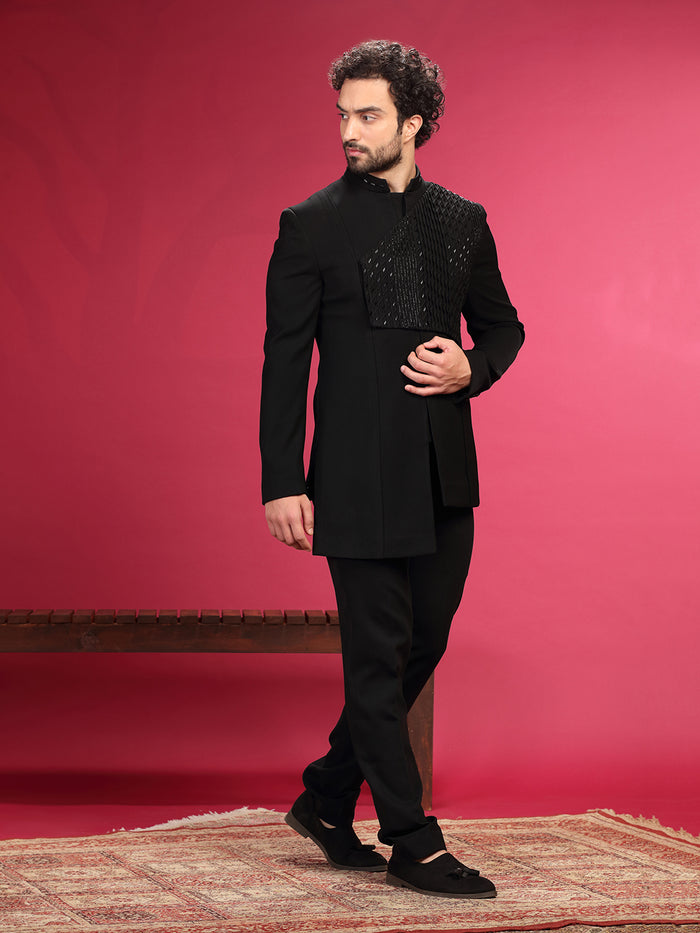 Jodhpuri set with Pintex Hand Highlight and Trouser