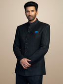 Black Matka Silk Jodhpuri Set – Aditya Roy Kapur Collection