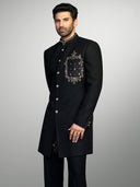 Black Embroidered Matka Silk Sherwani Set – Aditya Roy Kapur Collection
