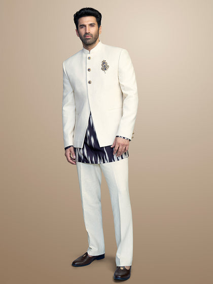 Cream Matka Silk Jodhpuri Set – Aditya Roy Kapur Collection