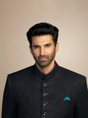 Black Matka Silk Jodhpuri Set – Aditya Roy Kapur Collection