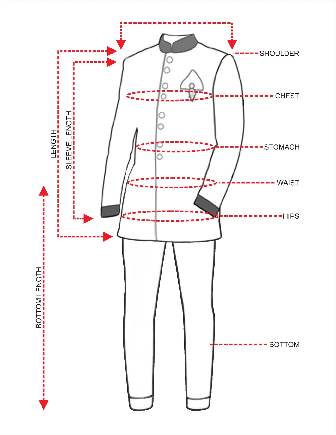 MEN'S JODHPURI MEASUREMENTS