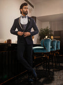 Royal Navy Tuxedo with Intricate Embroidery Accents