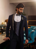 Royal Navy Tuxedo with Intricate Embroidery Accents