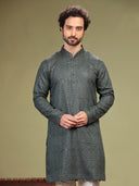 Grey Kurta with sequence work and Aligadi pants. - KORANM