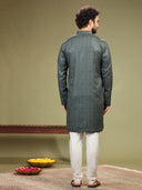 Grey Kurta with sequence work and Aligadi pants. - KORANM