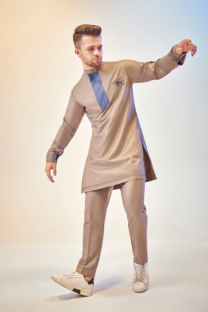Dark Khakhi Fusion Kurta Set