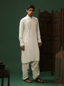 Off-White Twill Kurta & Salwar