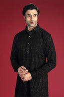Black Pathani with machine work and Salwar