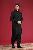 Black Pathani with machine work and Salwar