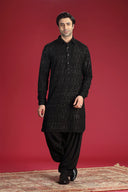 Black Pathani with machine work and Salwar