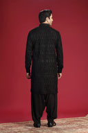 Black Pathani with machine work and Salwar