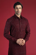 Wine Pathani with machine work and Salwar