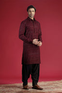 Wine Pathani with machine work and Salwar