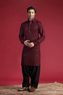Wine Pathani with machine work and Salwar