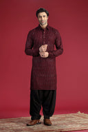 Wine Pathani with machine work and Salwar