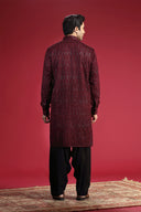 Wine Pathani with machine work and Salwar
