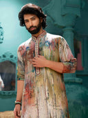 Multi colour pixelated printed kurta set