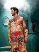 Mustard Multi colour Pixelated printed Kurta set