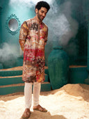 Mustard Multi colour Pixelated printed Kurta set
