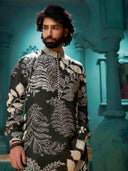 Printed green kurta made from Mysore silk