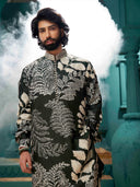 Printed green kurta made from Mysore silk