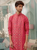 Pink Kurta with Print Work and an Aligadi Pant
