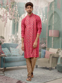 Pink Kurta with Print Work and an Aligadi Pant