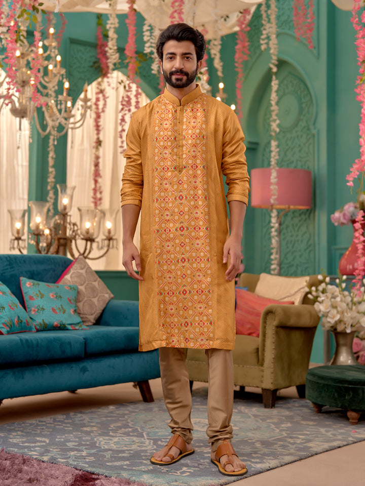 Elegant Kurta With Print Work and an Aligadi Pant